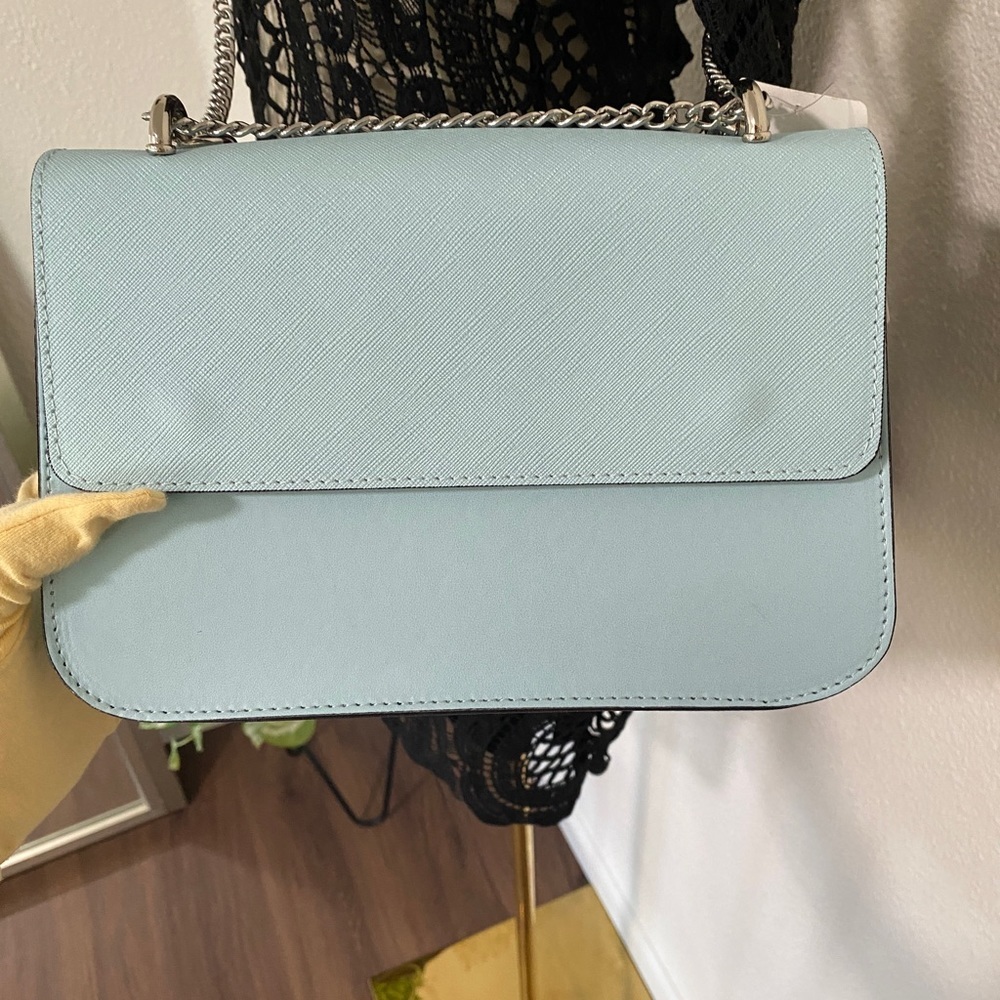 Curve Made In Italy Chain Crossbody Purse Blue - Picture 4 of 14